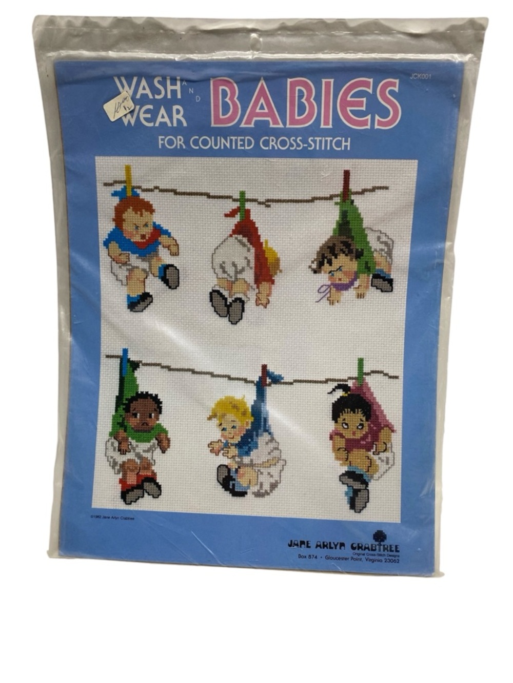 8A* Wash 'n Wear Babies Cross-Stitch Kit DIY nursery projects Baby Clothesline"